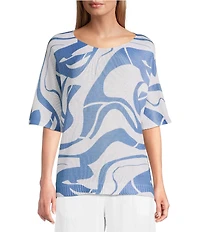 M Made In Italy Knit V-Neck 3/4 Sleeve Top