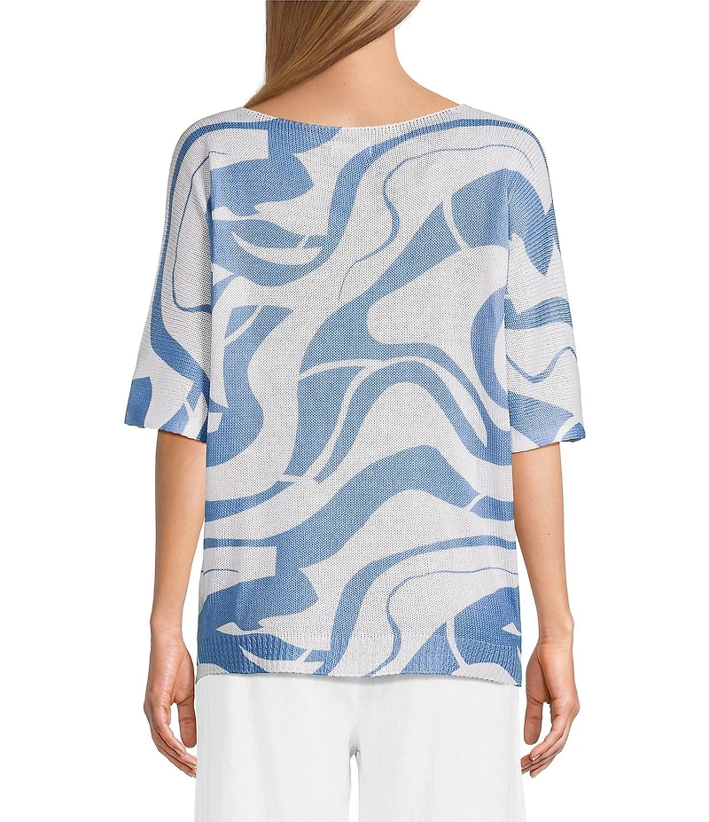 M Made In Italy Knit V-Neck 3/4 Sleeve Top