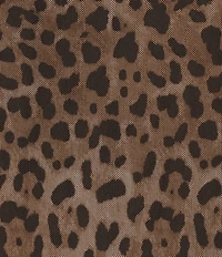 M Made in Italy Leopard Mesh Mock Neck Long Sleeve A-Line Maxi Dress