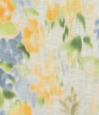 M Made In Italy Linen All Over Print Scoop Neck Sleeveless A-Line Midi Dress