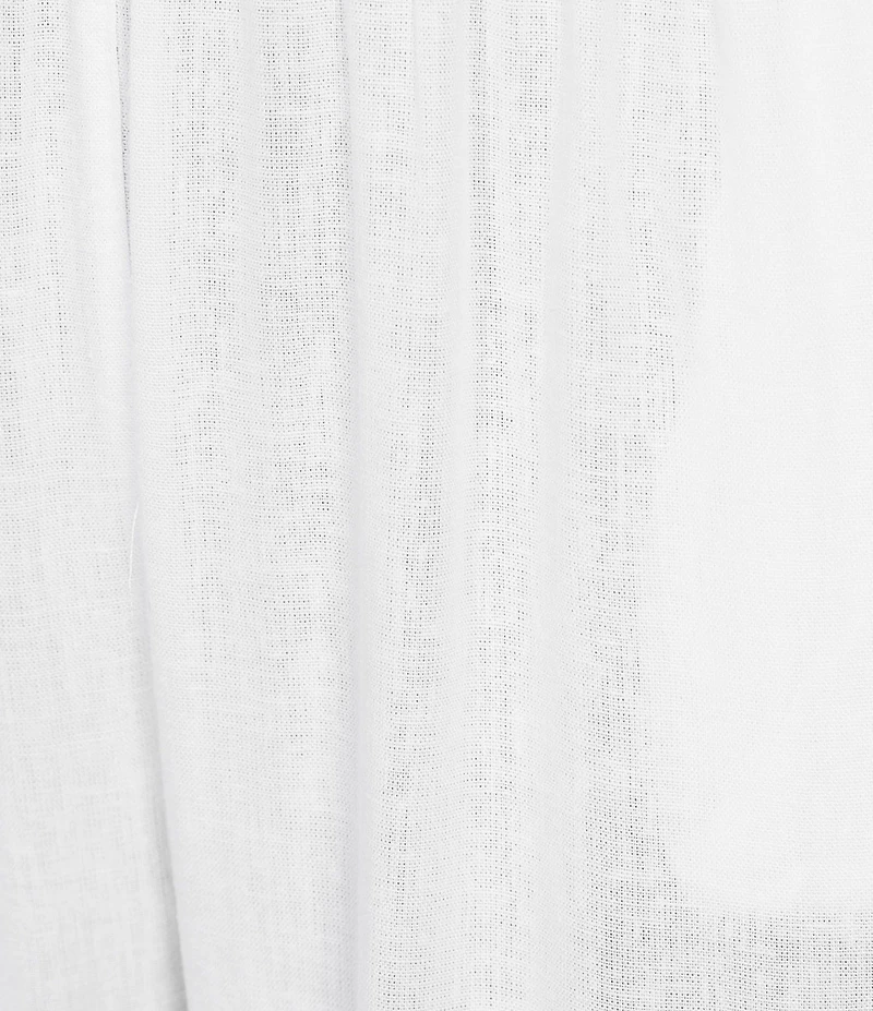 M Made in Italy Linen Blend Eyelet Lace Trim Tapered Leg Pull-On Pants