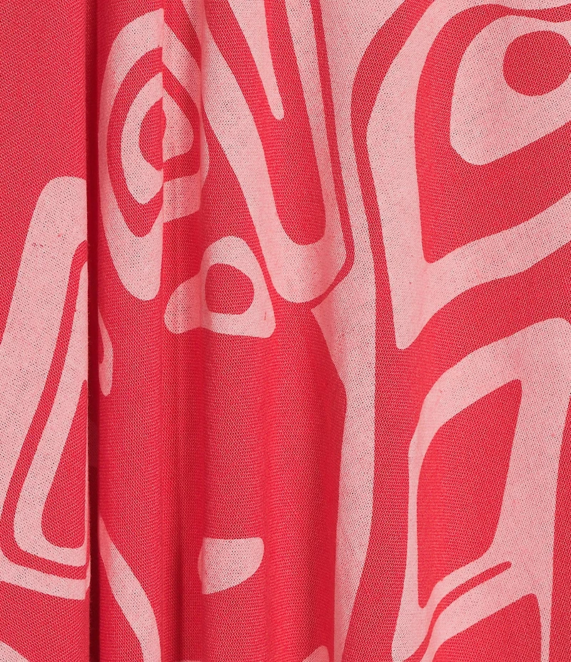 M Made in Italy Linen Blend Printed V-Neck Sleeveless Spaghetti Strap Maxi Slip Dress
