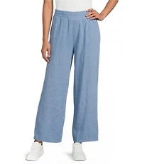 M Made In Italy Linen Blend Wide Leg Pull-On Cropped Pants
