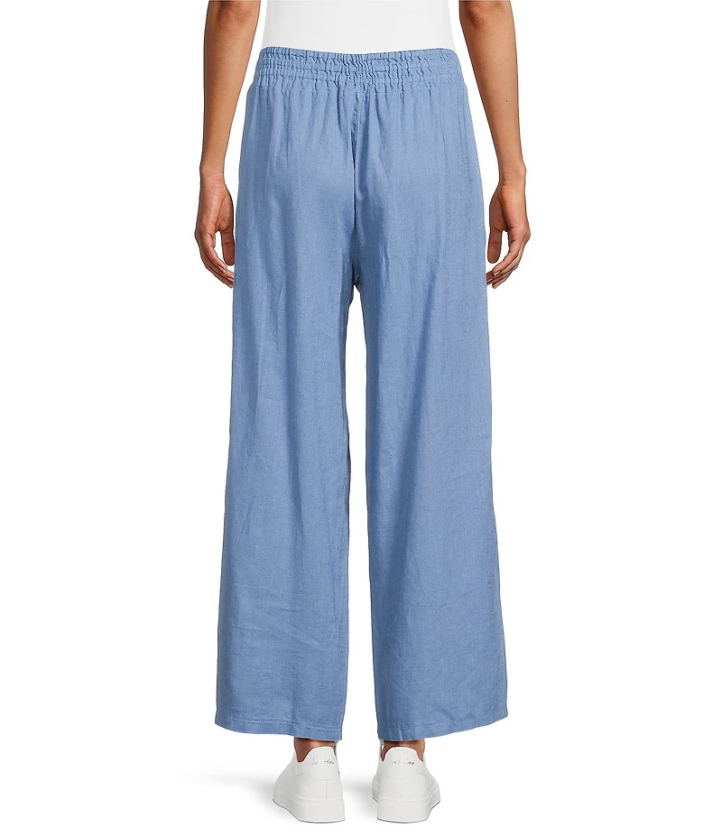 M Made In Italy Linen Blend Wide Leg Pull-On Cropped Pants