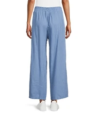 M Made In Italy Linen Blend Wide Leg Pull-On Cropped Pants