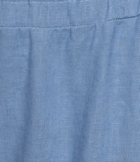 M Made In Italy Linen Blend Wide Leg Pull-On Cropped Pants