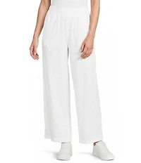 M Made In Italy Linen Blend Wide Leg Pull-On Cropped Pants