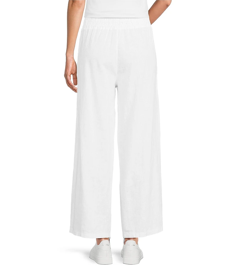 M Made In Italy Linen Blend Wide Leg Pull-On Cropped Pants