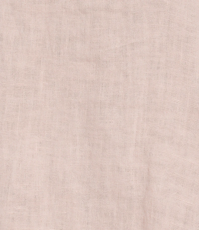 M Made In Italy Linen Ruffle V-Neck Short Sleeve High-Low Top