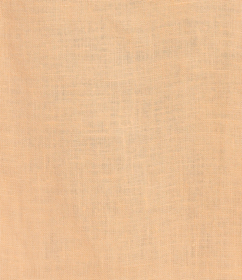 M Made In Italy Linen Ruffle V-Neck Short Sleeve High-Low Top