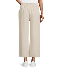 M Made In Italy Linen Straight Leg Drawstring Pants