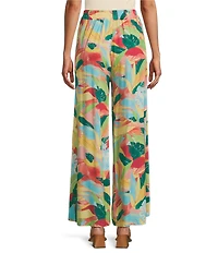 M Made in Italy Tropical Palm Print Wide Leg Pants