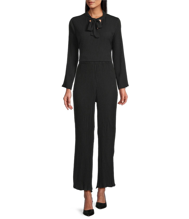 M Made in Italy Pleated Wide Leg Pull On Pants