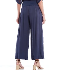 M Made in Italy Pull-On Pleated Ankle Coordinating Wide Leg Pants