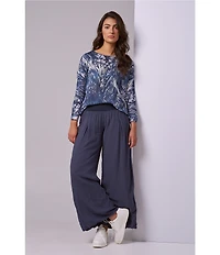 M Made in Italy Pull-On Pleated Ankle Coordinating Wide Leg Pants