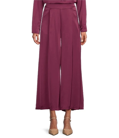 M Made in Italy Satin Coordinating Pull-On Wide Leg Pants