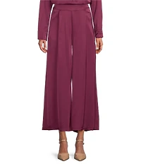 M Made in Italy Satin Coordinating Pull-On Wide Leg Pants