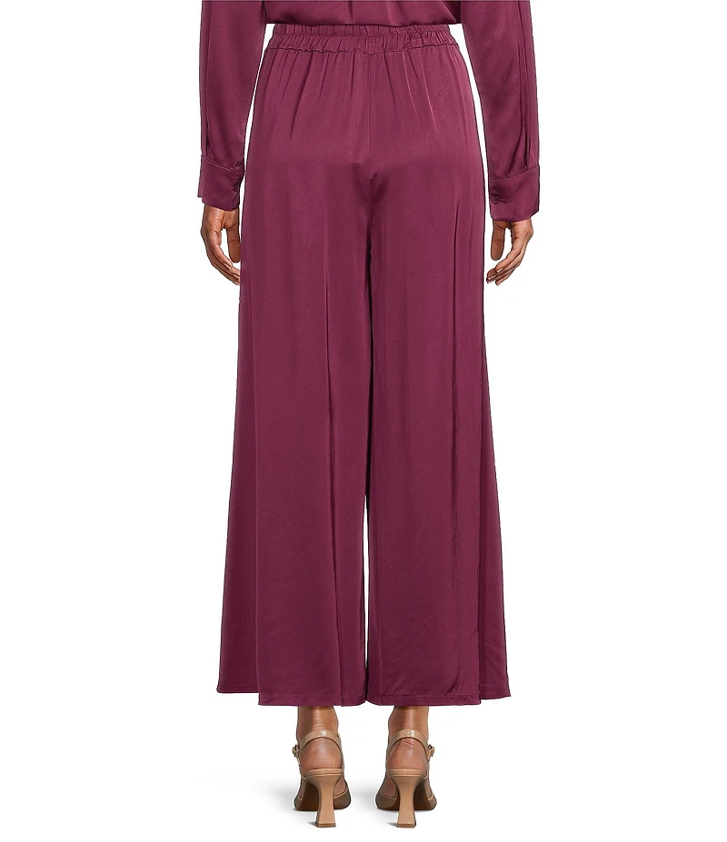 M Made in Italy Satin Coordinating Pull-On Wide Leg Pants
