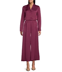 M Made in Italy Satin Coordinating Pull-On Wide Leg Pants