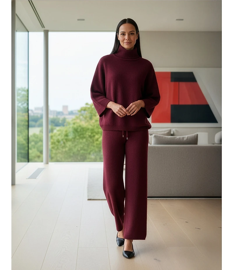 M Made in Italy Satin Coordinating Pull-On Wide Leg Pants