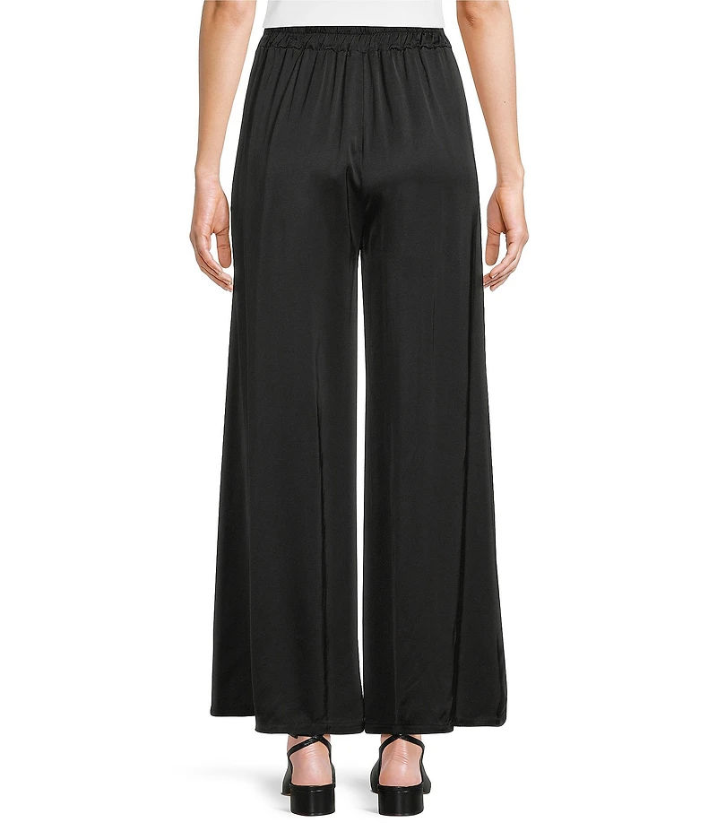 M Made in Italy Satin Coordinating Pull-On Wide Leg Pants