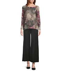M Made in Italy Satin Coordinating Pull-On Wide Leg Pants