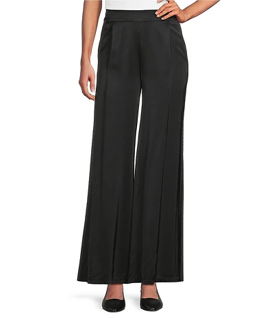 M Made in Italy Satin Coordinating Pull-On Wide Leg Pants