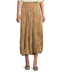 M Made in Italy Satin Crinkled A-Line Maxi Skirt