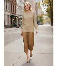 M Made in Italy Satin Crinkled A-Line Maxi Skirt