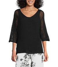 M Made in Italy Scoop Neck 3/4 Sleeve Knit Top