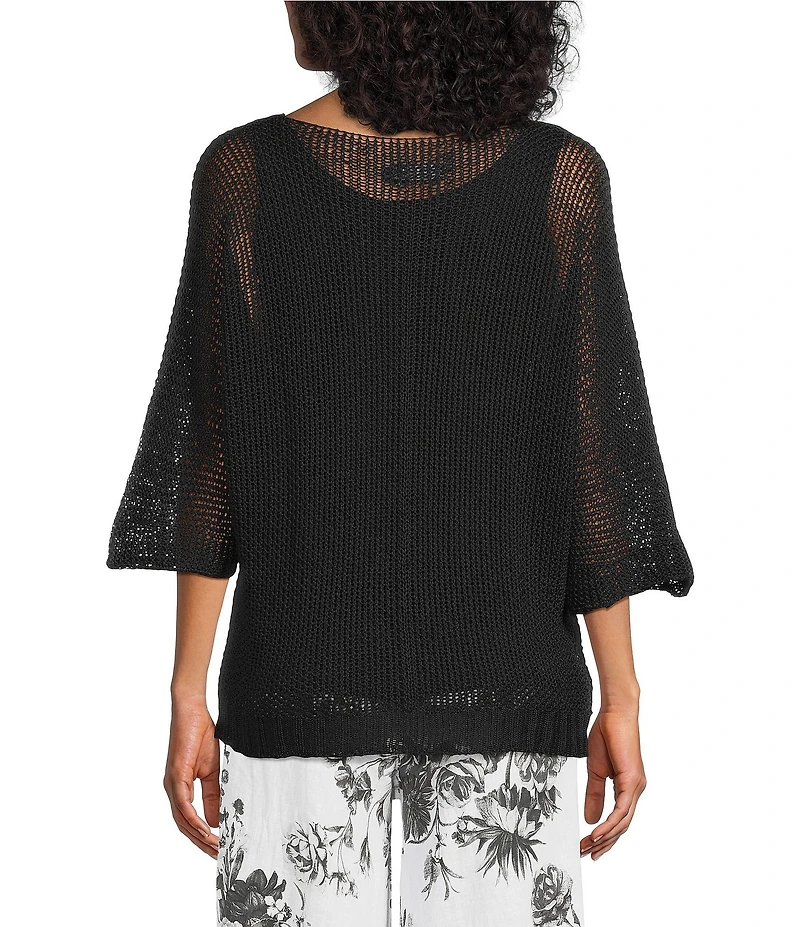 M Made in Italy Scoop Neck 3/4 Sleeve Knit Top