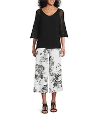 M Made in Italy Scoop Neck 3/4 Sleeve Knit Top