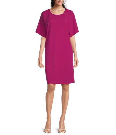 M Made in Italy Scoop Neck Elbow Sleeve Dress