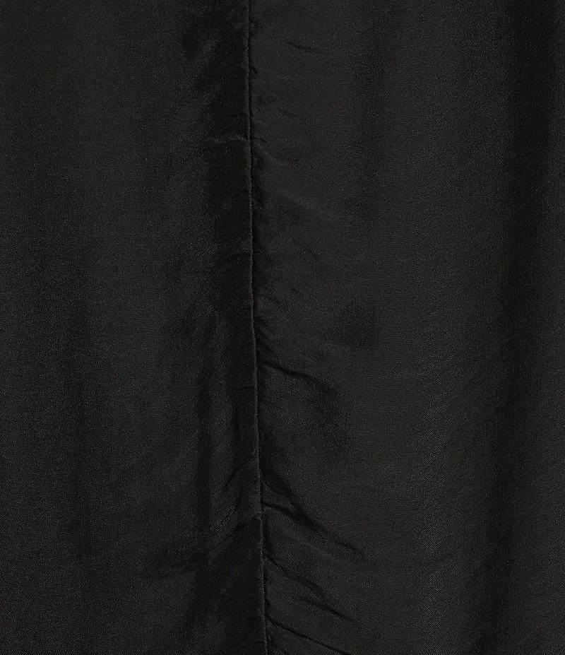M Made in Italy Silky Crew Neck Short Sleeve Banded Hem Poncho Top