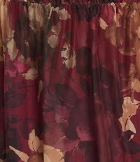 M Made in Italy Silky Floral Crew Neck Long Sleeve A-Line Midi Dress