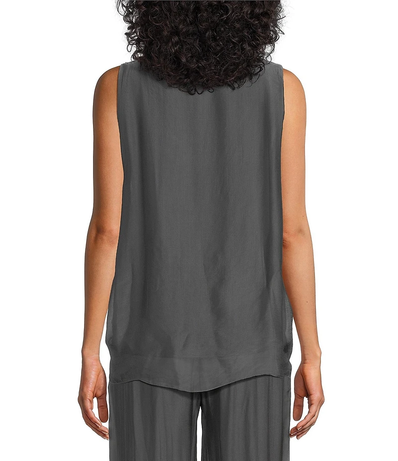 M Made In Italy Silky Scoop Neck Sleeveless Top