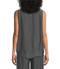 M Made In Italy Silky Scoop Neck Sleeveless Top