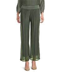 M Made in Italy Silky Wide Leg Pull-On Pants