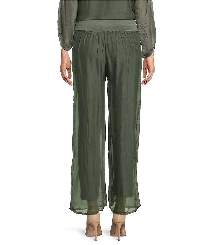 M Made in Italy Silky Wide Leg Pull-On Pants