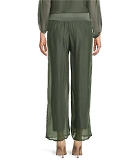 M Made in Italy Silky Wide Leg Pull-On Pants