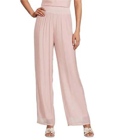 M Made in Italy Silky Wide Leg Pull-On Pants