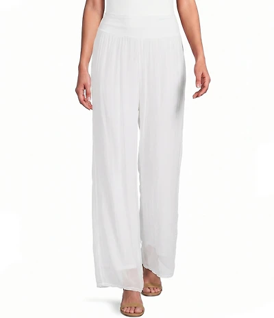 M Made in Italy Silky Wide Leg Pull-On Pants