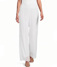 M Made in Italy Silky Wide Leg Pull-On Pants
