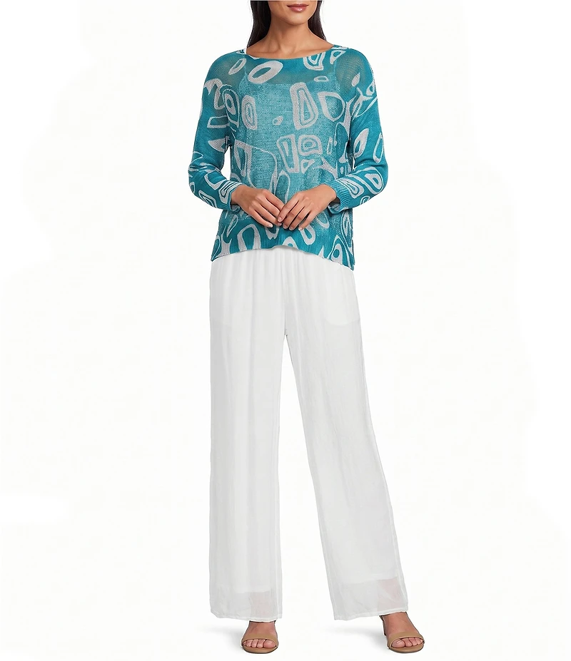 M Made in Italy Silky Wide Leg Pull-On Pants