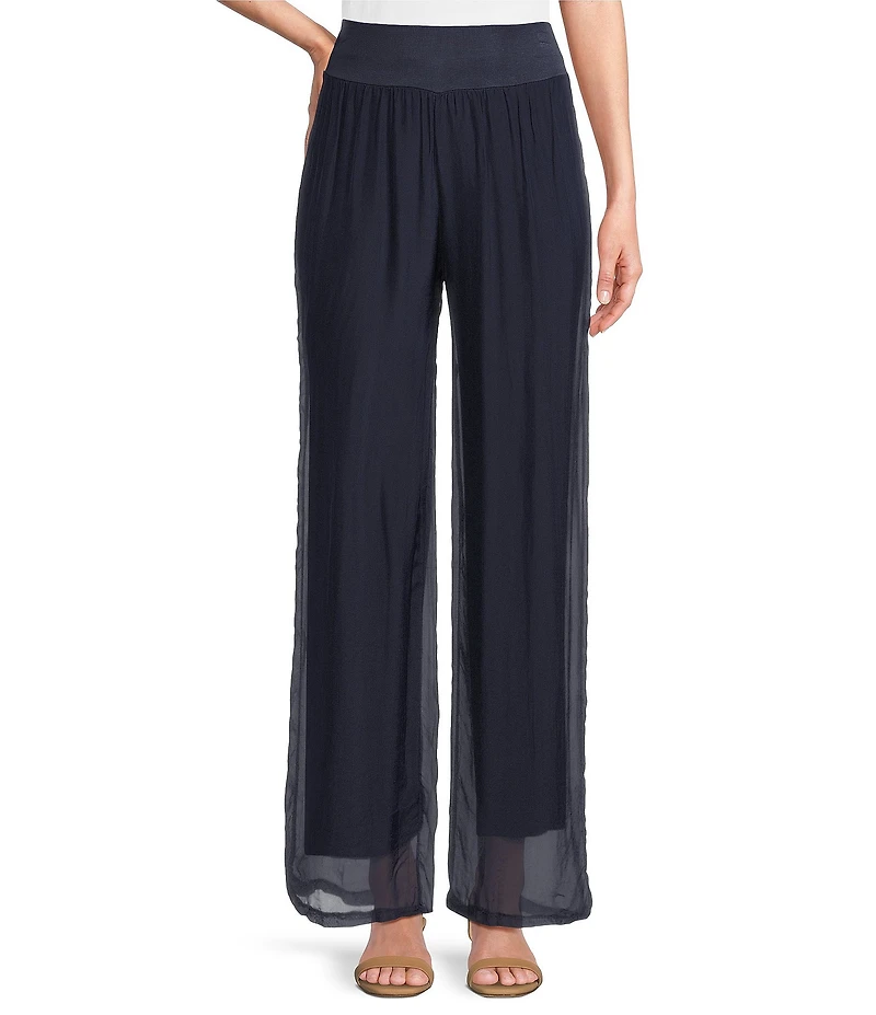 M Made in Italy Silky Wide Leg Pull-On Pants