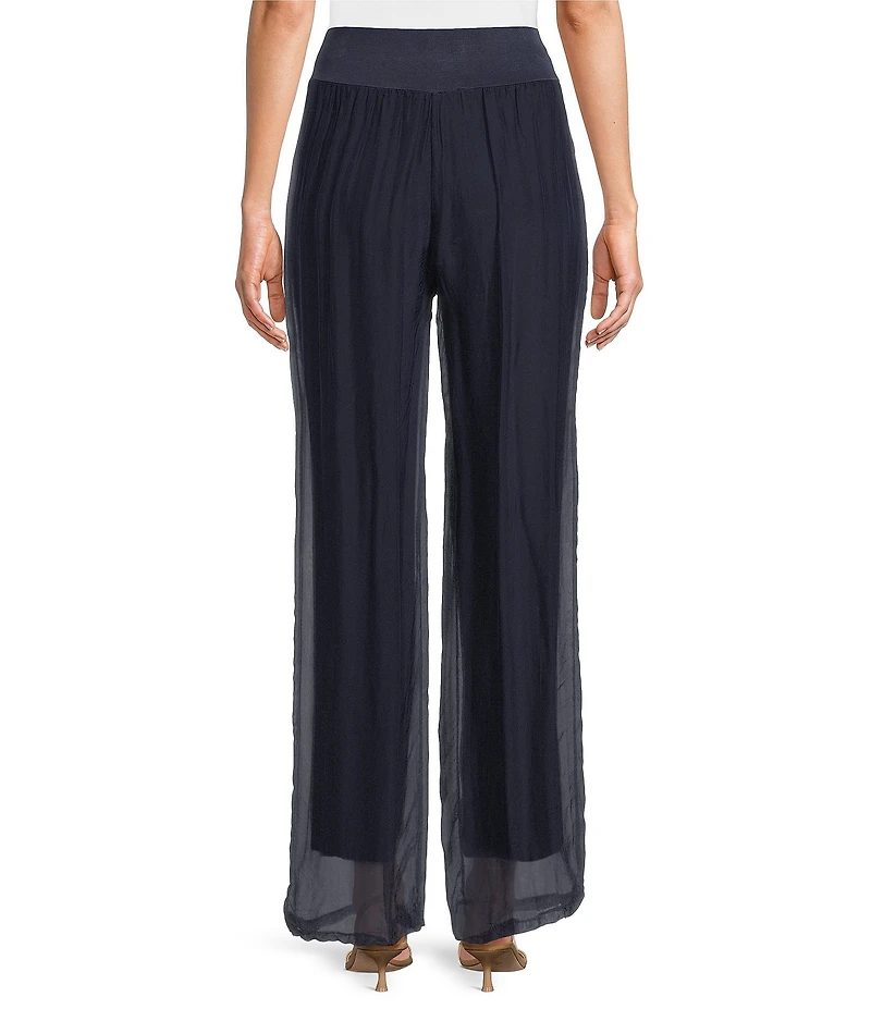 M Made in Italy Silky Wide Leg Pull-On Pants
