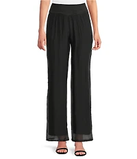 M Made in Italy Silky Wide Leg Pull-On Pants
