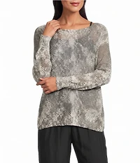 M Made in Italy Snake Boat Neck Long Sleeve Knit Top