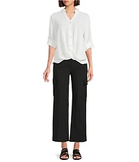 M Made in Italy Straight Leg Pull On Cargo Pants