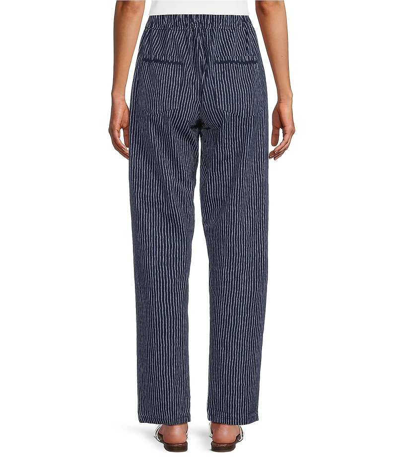 M Made in Italy Stretch Poplin Pin Stripe Pull-On Pants